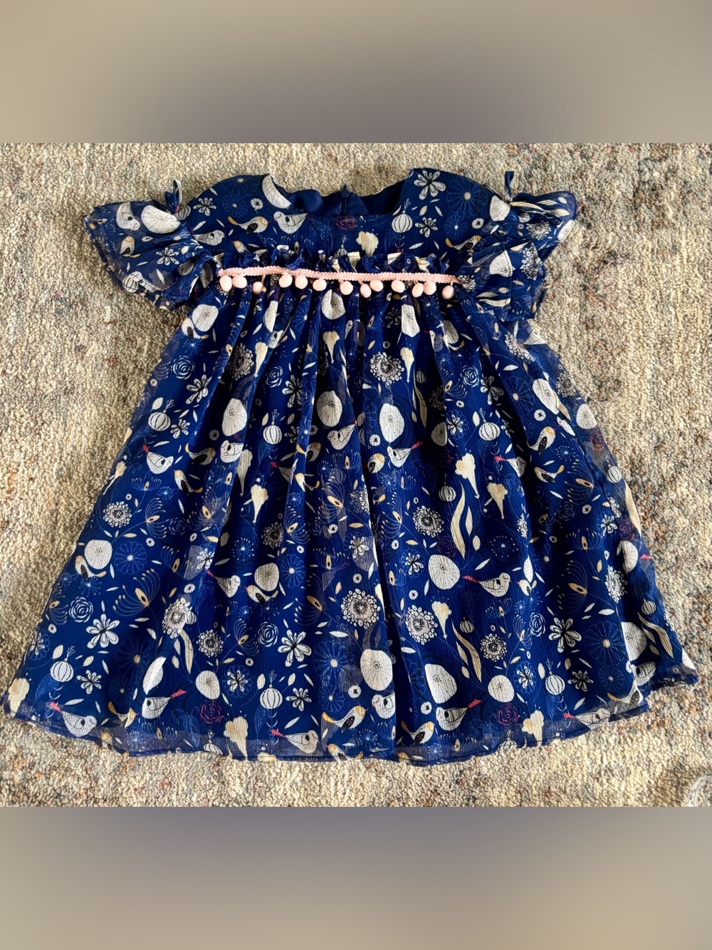 Pastourelle by Pippa & Julie Navy Floral Toddler Dress 3t